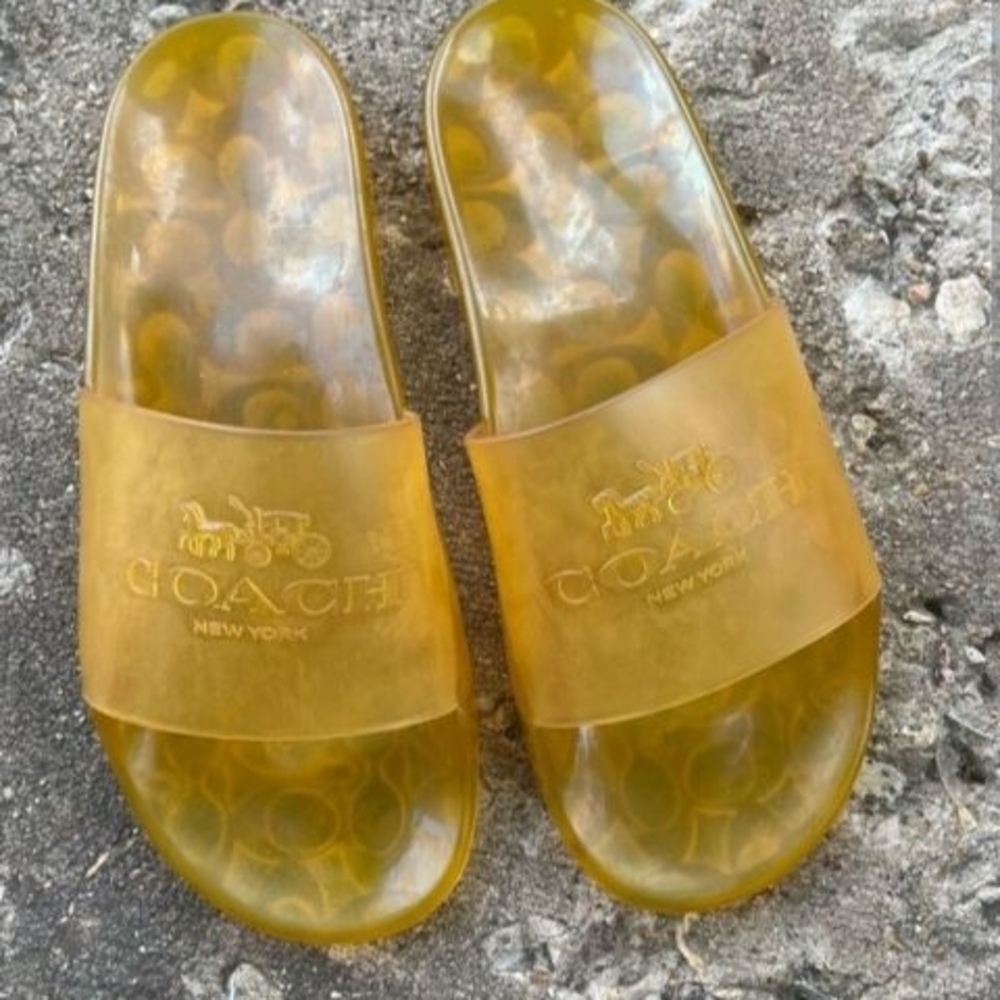 Coach Yellow Slide Sandals